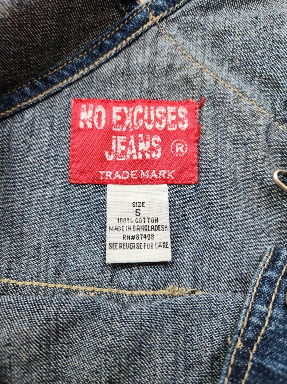 No Excuses Jeans Blue Overalls Shortalls Womens Small Vintage Y2k - Picture 4 of 8